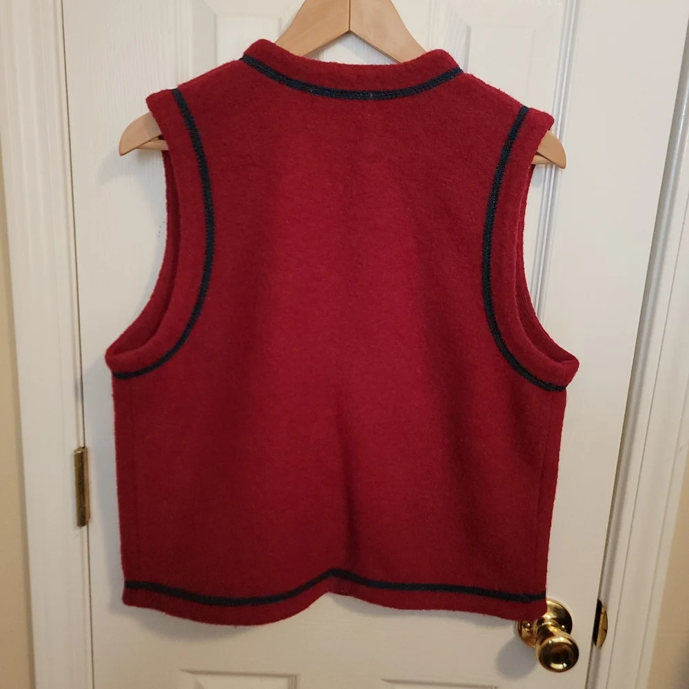 Alfred Dunner Vintage Wool Brick Red Embroidered Floral Paisley & Vest Size S